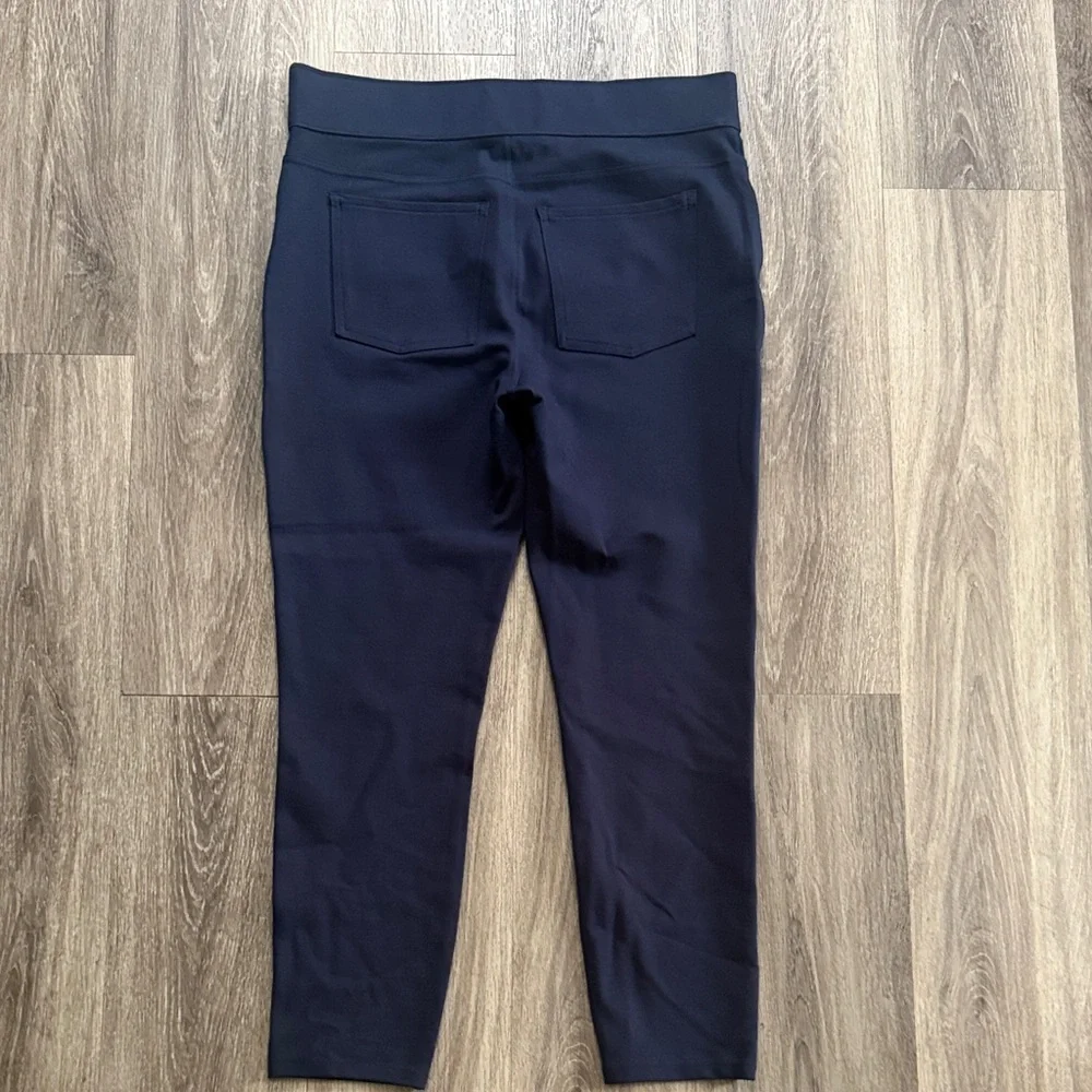 SPANX Navy Trousers High Waist Pants Stretch Cropped Skinny Leg Casual 1X